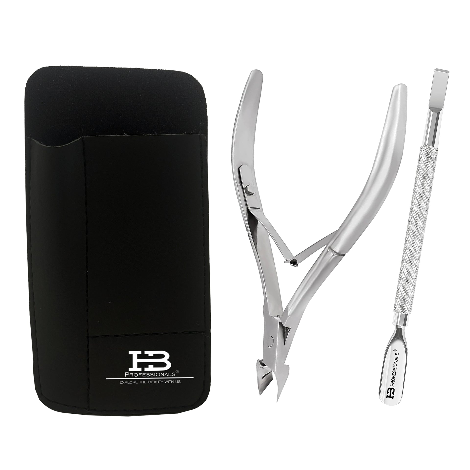 Cuticle Tool Set - Cuticle Nipper & Cuticle Pusher - Premium Stainless Steel - 2 PCS Set (Silver)