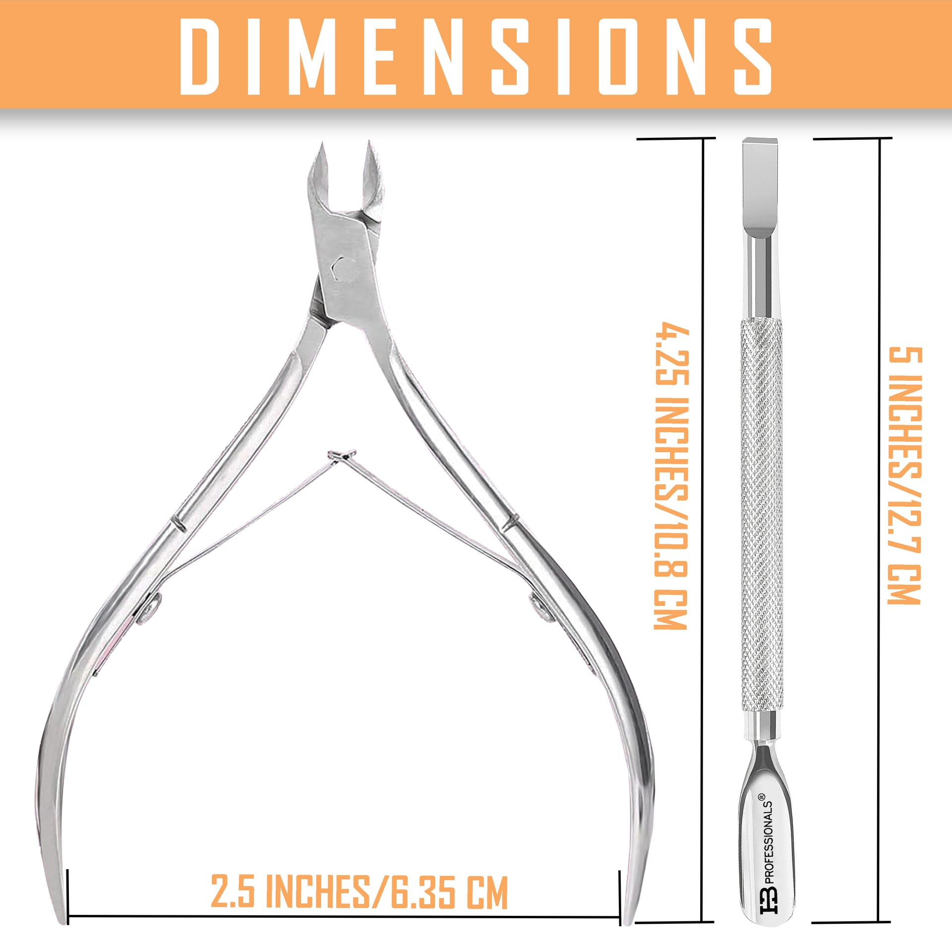 Cuticle Tool Set - Cuticle Nipper & Cuticle Pusher - Premium Stainless Steel - 2 PCS Set (Silver)