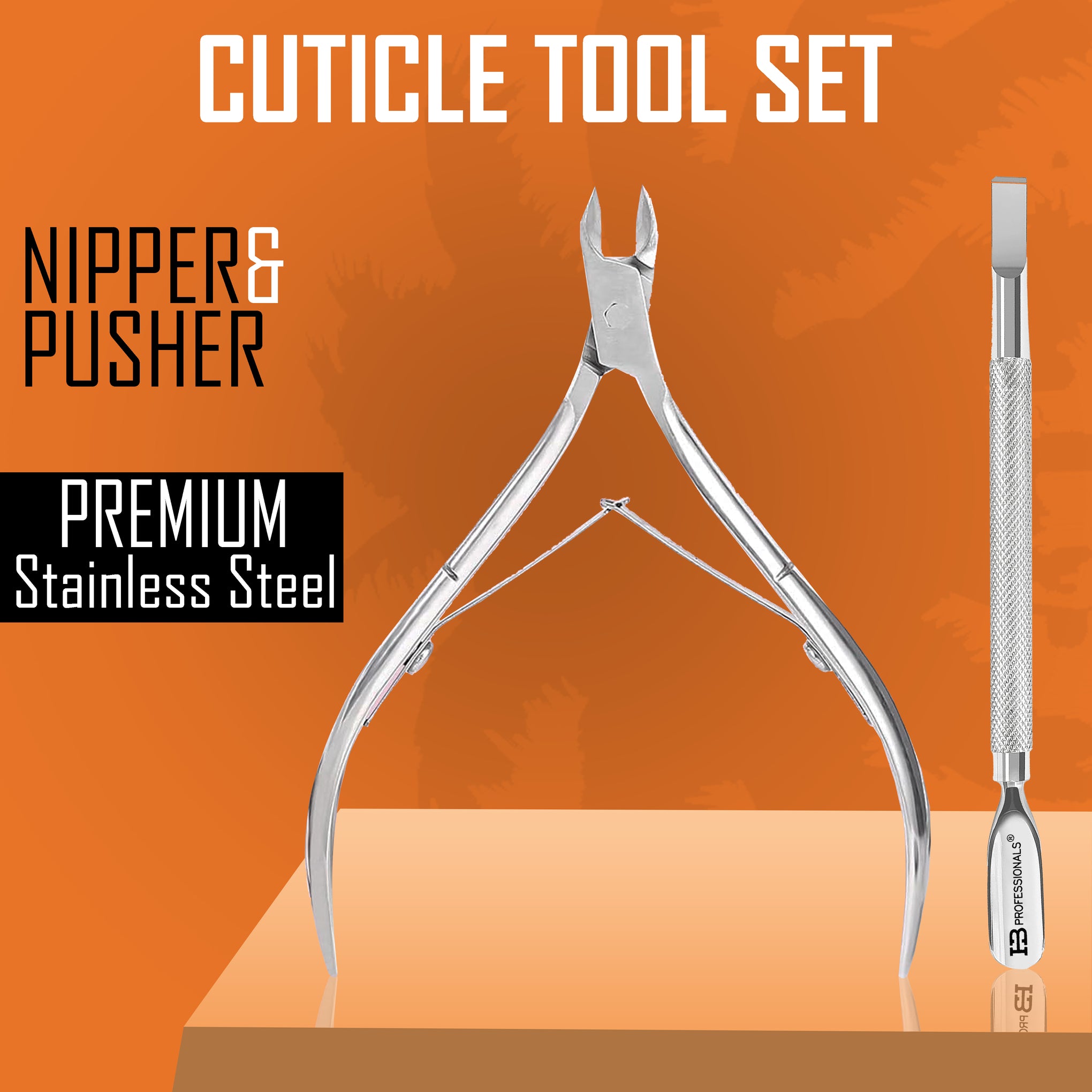 Cuticle Tool Set - Cuticle Nipper & Cuticle Pusher - Premium Stainless Steel - 2 PCS Set (Silver)