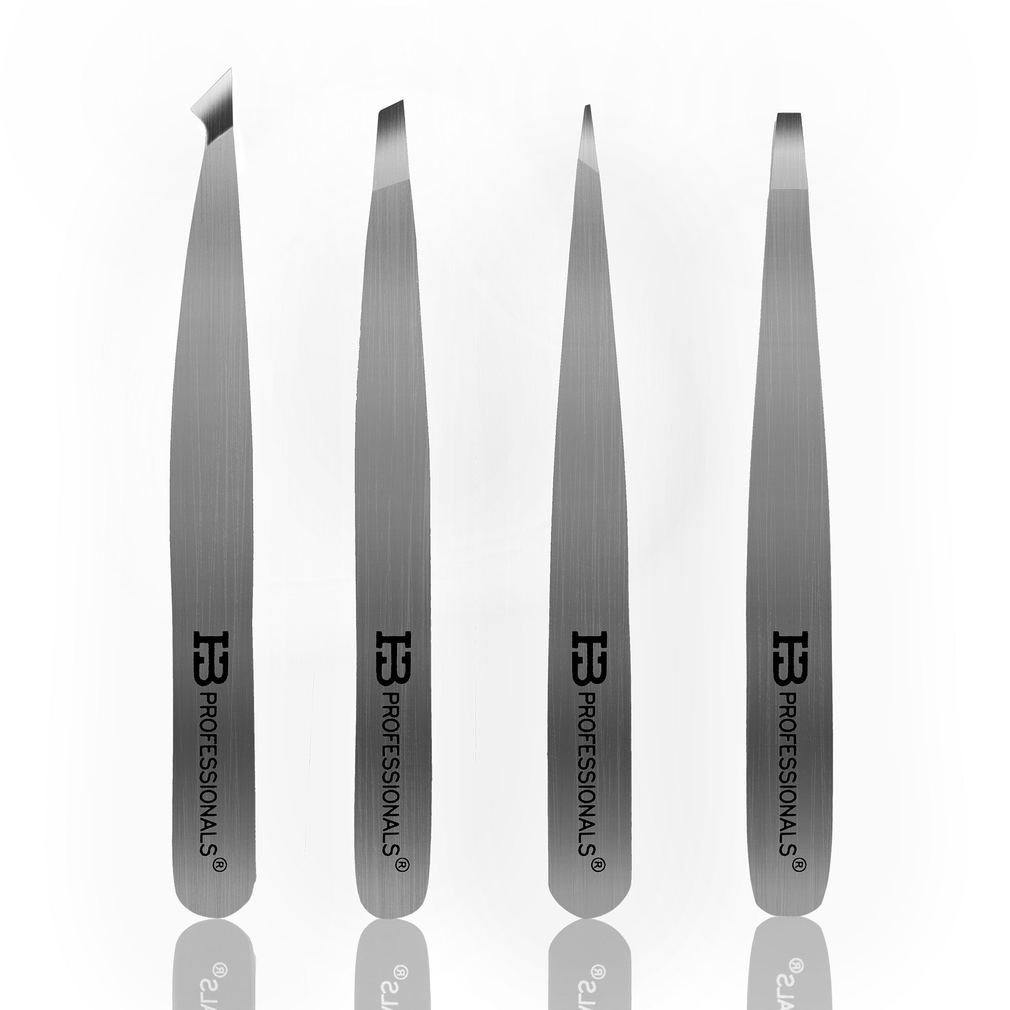 Tweezers Set - Premium Stainless Steel Tweezers For Eyebrows - Perfect Precision For Facial Hair, Splinter & Ingrown Hair Removal - For Women & Men - 4 PCS SET (Matte Finish)