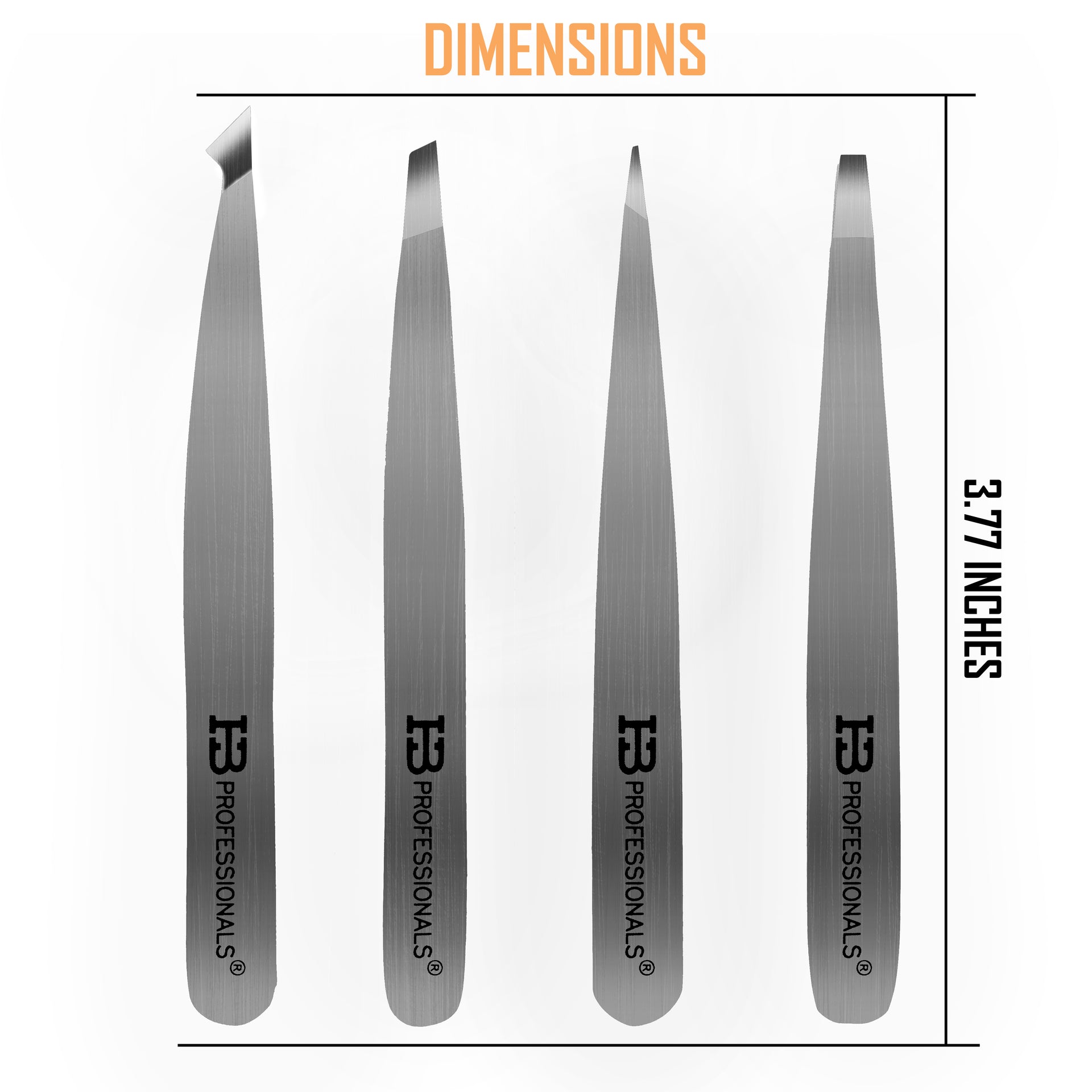 Tweezers Set - Premium Stainless Steel Tweezers For Eyebrows - Perfect Precision For Facial Hair, Splinter & Ingrown Hair Removal - For Women & Men - 4 PCS SET (Matte Finish)